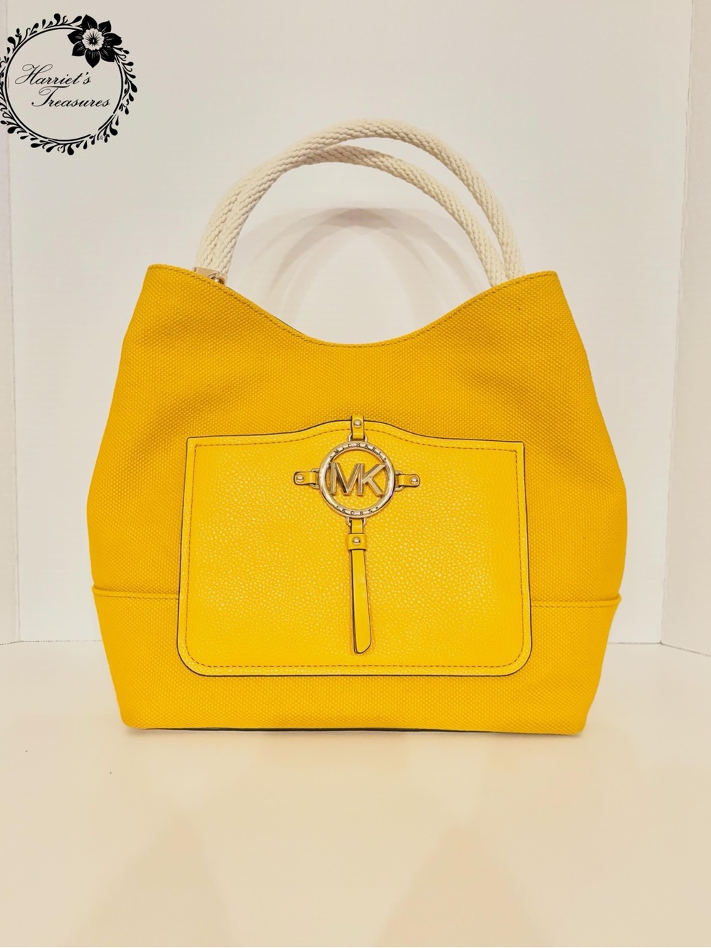Michael Kors Yellow Leather Shoulder Tote with Rope Handle - Picture 5 of 7